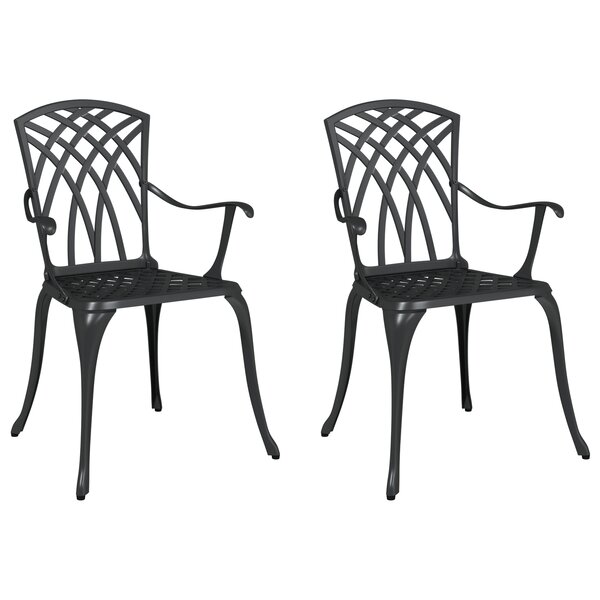 Chaises de jardin vidaXL 2 Pièces Aluminium coulé Noir