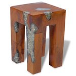 vidaXL Tabouret Bois de teck massif et résine