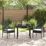 vidaXL Ensemble de salle à manger de jardin 3 pièces avec coussins noir en rotin synthétique