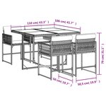 vidaXL Ensemble à manger de jardin avec coussins 5Pièces Beige poly rotin