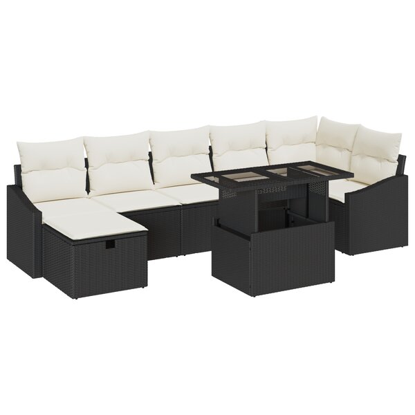 vidaXL Ensemble de canapés jardin 8 pièces avec coussins Rattan poly noir