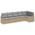 Ensemble de 6 Canapés de Jardin avec Coussins Beige Poly Rattan