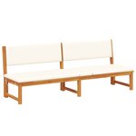 vidaXL Chaise longue 3-en-1 avec coussins crème en bois massif d'acacia