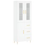 vidaXL Buffet haut Blanc 69 5x34x180 cm Bois d'ingénierie