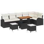 Ensemble de jardin 9 pièces avec coussins Noir polyrotin