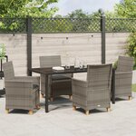 vidaXL Ensemble de 5 Chaises de Jardin avec Coussins Gris Rotin Synthétique