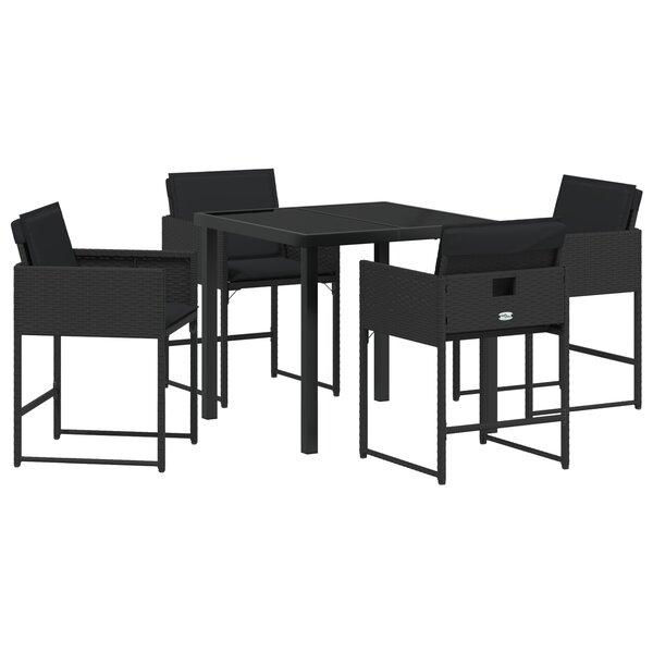 vidaXL Ensemble salle à manger jardin 5 pièces avec coussins Noir Rattan PE