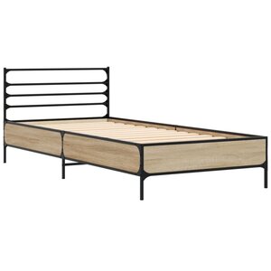 vidaXL Cadre de lit chêne sonoma 100x200 cm bois d'ingénierie et métal