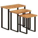 vidaXL Tables gigognes 3 Pièces avec bord vivant bois massif d'acacia
