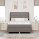 Lit à ressort vidaXL avec matelas en taupe  160x200 cm  tissu