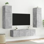 vidaXL Meuble TV mural avec lumières LED gris béton 60x35x41 cm