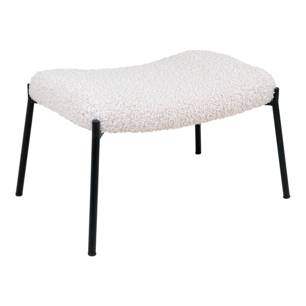 Repose-pieds en agneau artificiel blanc avec pieds noirs