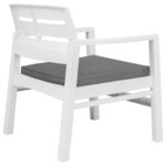 Salon de jardin meuble d'extérieur ensemble de mobilier 3 pièces plastique blanc 02_0016062