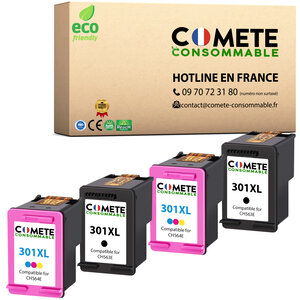 Cartouche 301XL pack de 4 Compatible Comete, Entreprise française