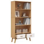 vidaXL Bibliothèque à 4 niveaux OLDEN blanc marron bois de pin massif