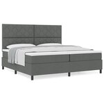 vidaXL Lit Box Spring avec Matelas Gris Foncé 200x200 cm Tissu