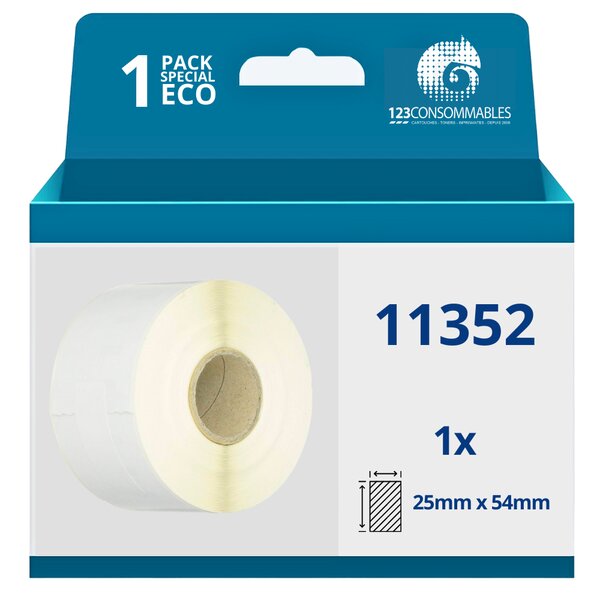 123CONSOMMABLES - Rouleau étiquettes compatible avec DYMO 11352 grandes étiquettes de retour - 25mm x 54mm