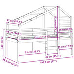 vidaXL Lit haut avec toit 90x190 cm bois de pin massif