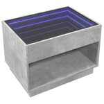 vidaXL Table basse avec LED infini gris béton 70x50x50 cm
