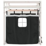 vidaXL Lit superposé avec rideaux blanc/noir 90x200 cm bois pin massif