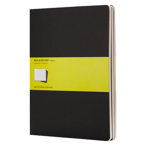 Set de 3 cahiers moleskine noir 19 x 25 cm ivoire sans quadrillage 120 pages