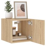 vidaXL Meuble TV mural avec lumières LED chêne sonoma 30 5x35x30 cm