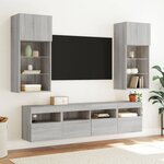 vidaXL Meubles TV muraux et lumières LED 2Pièces sonoma gris 40x30x40 cm