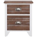 vidaXL Table de chevet 2 Pièces avec 2 tiroirs Marron et blanc