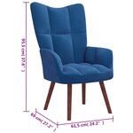 vidaXL Chaise de relaxation avec repose-pied Bleu Velours