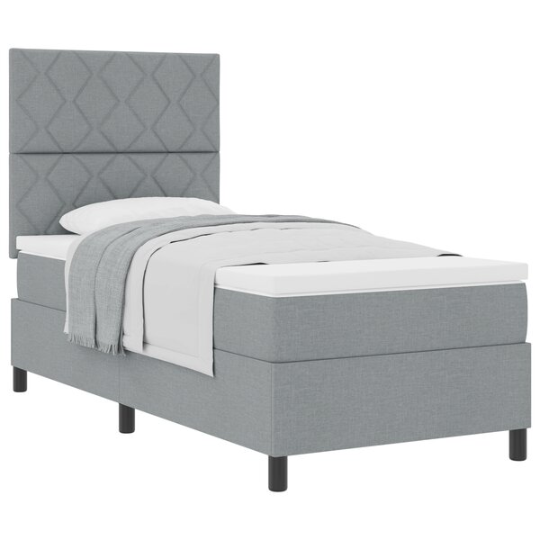 vidaXL Lit avec sommier à ressorts et matelas gris clair simple en tissu