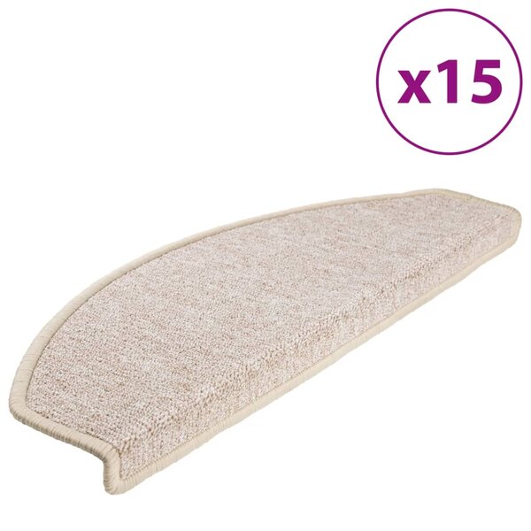 vidaXL Tapis d'escalier 15 Pièces Taupe 65 x 24 x 4 cm