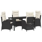 vidaXL Ensemble de jardin 5 pièces avec coussins Noir Rattan Poly