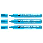 Marqueur Permanent 2200C Corps Alu Pointe Biseau Bleu clair 1-5 mm x 3 EDDING