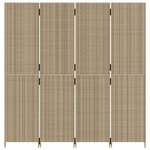 vidaXL Cloison de séparation 4 panneaux beige résine tressée