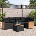 vidaXL Salon de jardin 6 Pièces avec coussins noir résine tressée