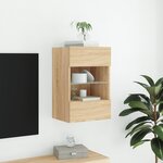 vidaXL Meuble TV mural avec lumières LED chêne sonoma 40x30x60 5 cm