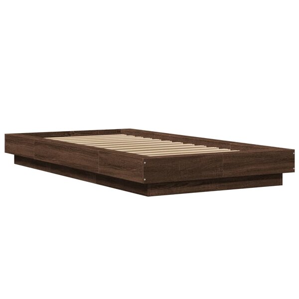 vidaXL Cadre de lit avec lumières LED chêne marron 75x190 cm