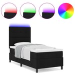 vidaXL Lit à sommier box avec matelas & LED noir 90x190 cm tissu
