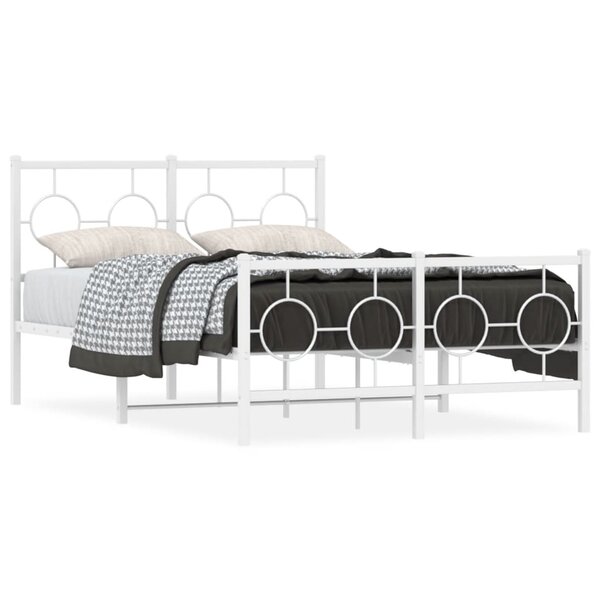 vidaXL Cadre de lit métal sans matelas et pied de lit blanc 120x200 cm
