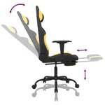 vidaXL Chaise de jeu de massage avec repose-pied Noir et jaune Tissu