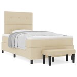 vidaXL Lit à ressorts avec matelas et banc crème 120x200 cm en tissu