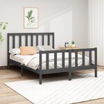 vidaXL Cadre de lit Gris Bois de pin massif 150x200 cm Très grand