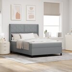 Lit à ressort vidaXL avec matelas et lumière LED gris clair 140x200 cm en tissu