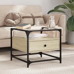 vidaXL Table basse et dessus en verre chêne sonoma 50x50x45 cm acier