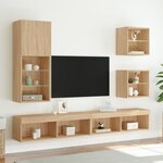 vidaXL Tables de chevet murales avec lumières LED 2 Pièces chêne sonoma