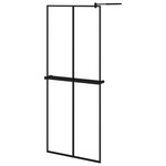vidaXL Paroi de douche avec étagère Noir 80x195 cm Verre ESG&Aluminium