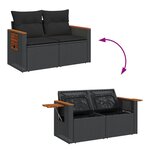 vidaXL Canapé de jardin avec coussins 2 places noir résine tressée