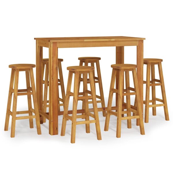 vidaXL Ensemble de bar de jardin 7 Pièces bois d'acacia solide