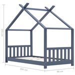 vidaXL Cadre de lit d'enfant Gris  Bois de pin massif 90 x 200 cm