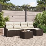 vidaXL Ensemble de canapé de jardin 6 pièces avec coussins marron en poly rattan